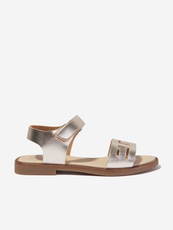 Andanines Girls Laser Cut Sandals in Gold
