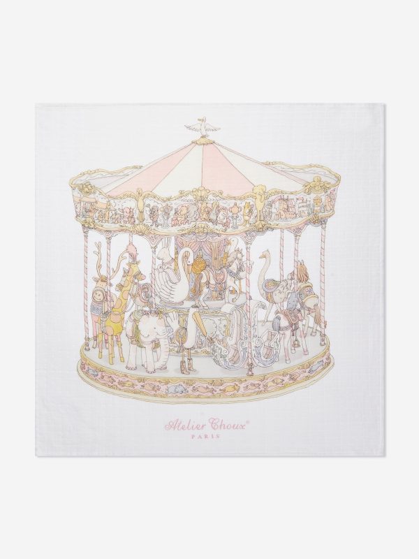 Atelier Choux Baby Girls Carousel Swaddle in Pink (100cm)