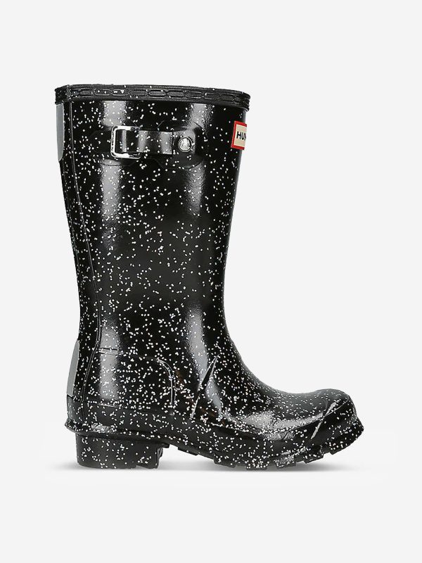 Hunter Girls Original Giant Glitter Wellingon Boots in Black