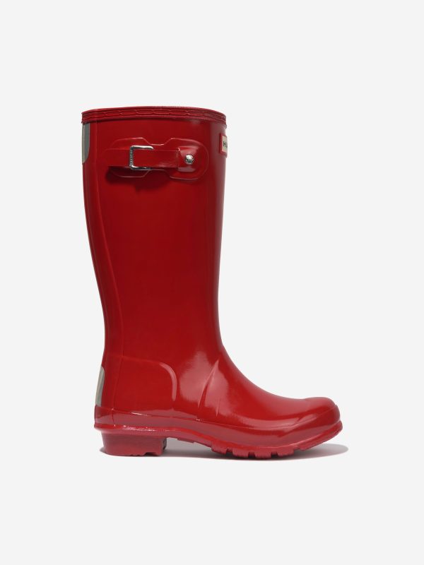 Hunter Kids Original Gloss Wellington Boots in Red